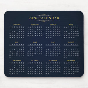 Simple Yet Elegant 2026 Calendar Mousepad