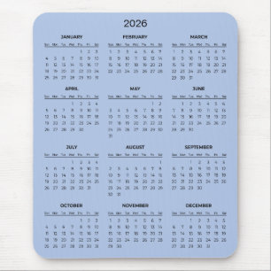 Simple Yet Elegant 2026 Calendar Mousepad