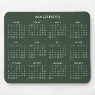 Simple Yet Elegant 2026 Calendar   Mousepad