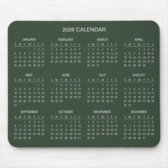 Simple Yet Elegant 2026 Calendar | Mousepad (Front)