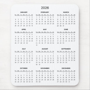 Simple Yet Elegant 2026 Calendar   Mousepad