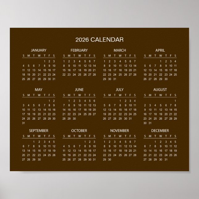 Simple Yet Elegant 2026 Calendar |  Poster (Front)