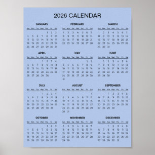 Simple Yet Elegant 2026 Calendar Poster