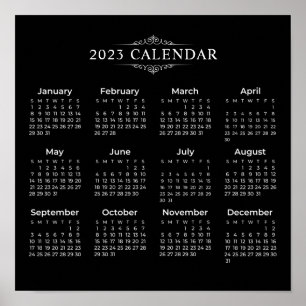 Simple Yet Elegant Black 2023 Calendar   Poster