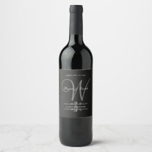Simple Yet Elegant: Black Linen w/ Monogram Wine L Label