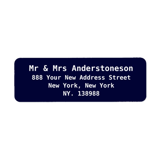 Simple Yet Elegant Chic Navy Blue Return Address Label (Front)