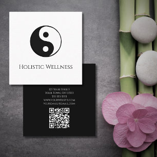 Simple Yin Yang Symbol Holistic Healer QR code  Square Business Card