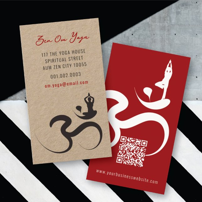 Simple Yoga Om Ohm Calligraphy Zen Business Card (Simple Minimalist Zen Spiritual Holistic Yoga Om/Aum Calligraphy Symbol Business Card @ fatfatin)