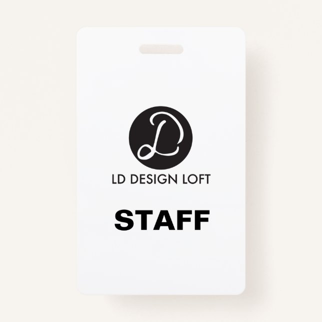 Simple Your logo here custom Employee Staff ID Badge (Front)