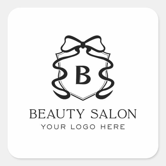 Simple Your Logo Here Minimalist Small Business Square Sticker (Front)