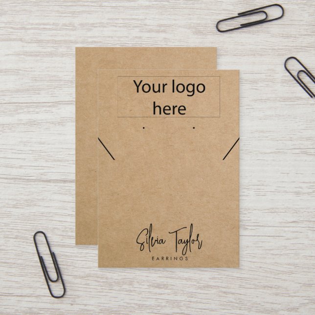 Simple Your logo Necklace Earring Display Card (Front/Back In Situ)