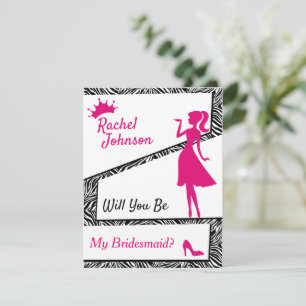 Simple Zebra Will You Be My Bridesmaid Holiday Card