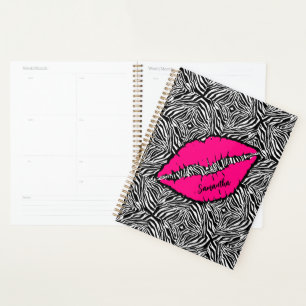 Simple Zebra with Pink Lips Personalised Planner