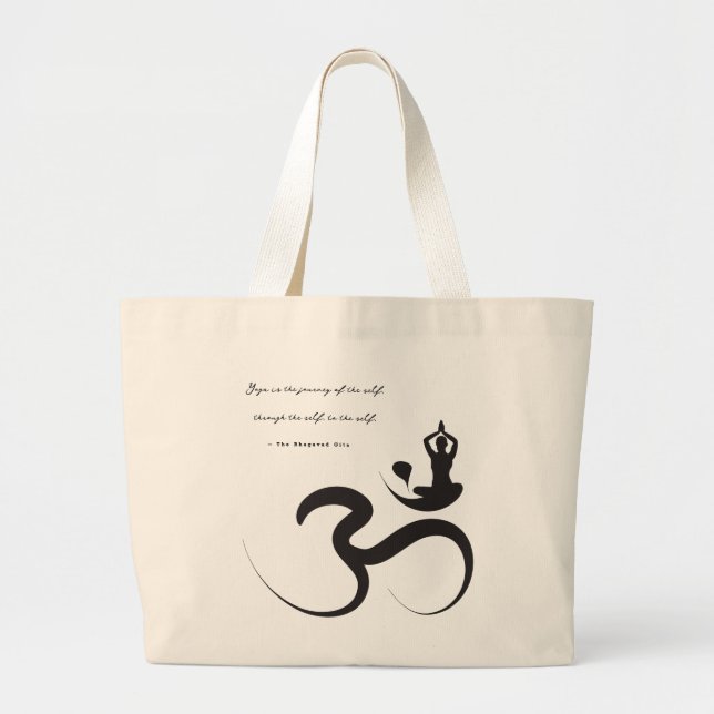 Simple Zen Yoga Om Calligraphy Silhouette Logo Bag (Front)