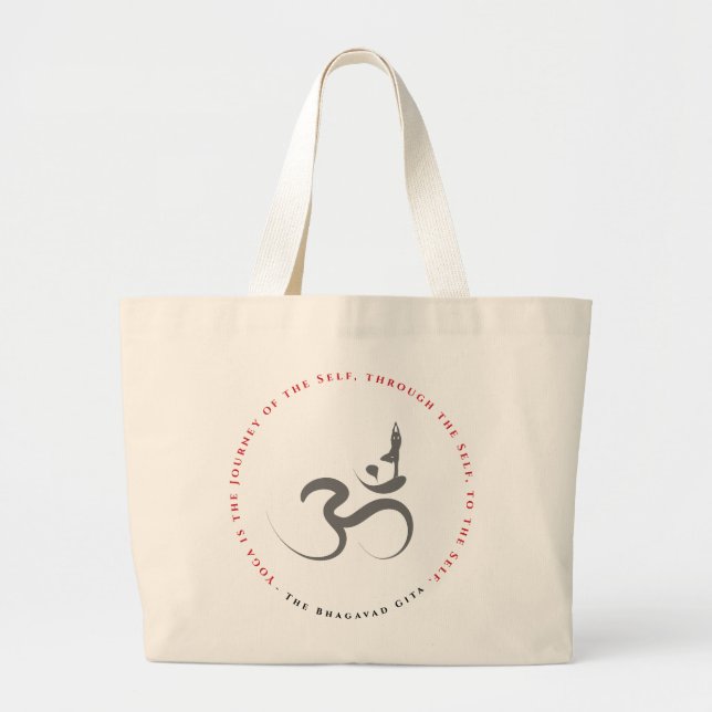 Simple Zen Yoga Om Calligraphy Silhouette Logo Bag (Front)