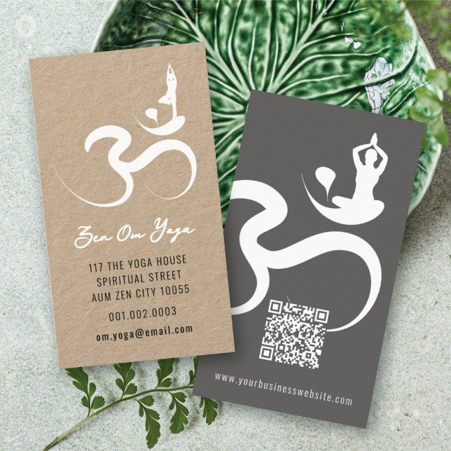 Simple Zen Yoga Om Calligraphy Silhouette Symbol Business Card (Simple Minimalist Zen Spiritual Holistic Yoga Om/Aum Calligraphy Symbol Business Card @ fatfatin)