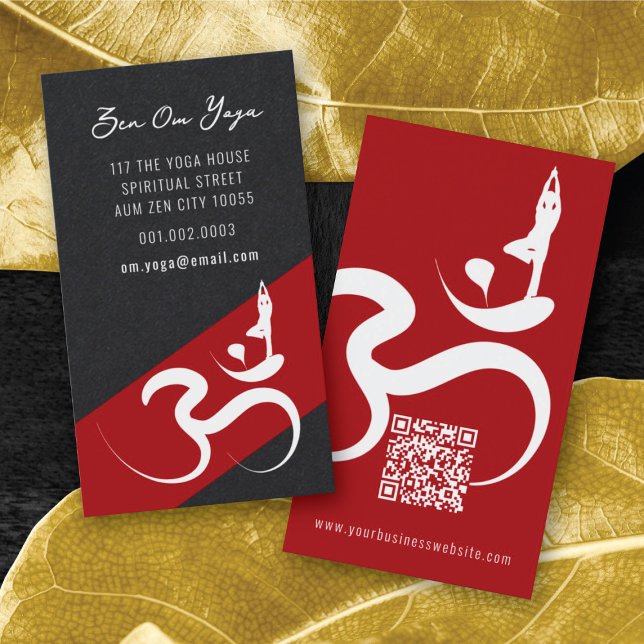 Simple Zen Yoga Om Calligraphy Silhouette Symbol Business Card (Simple Minimalist Zen Spiritual Holistic Yoga Om/Aum Calligraphy Symbol Business Card @ fatfatin)