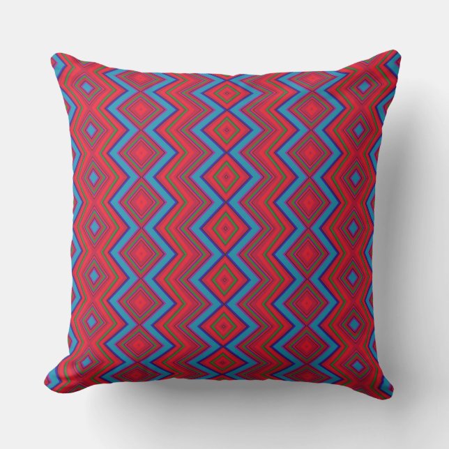 Simple zig-zag pattern in red colour cushion (Front)