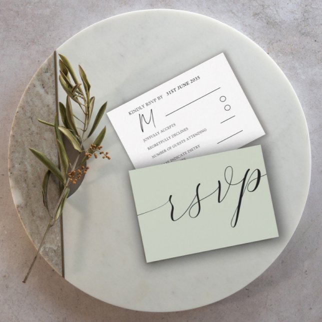 SimpleSage Green Calligraphy Wedding RSVP (Creator Uploaded)