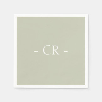 SimpleSage Green Couple Initials Monogram Napkin