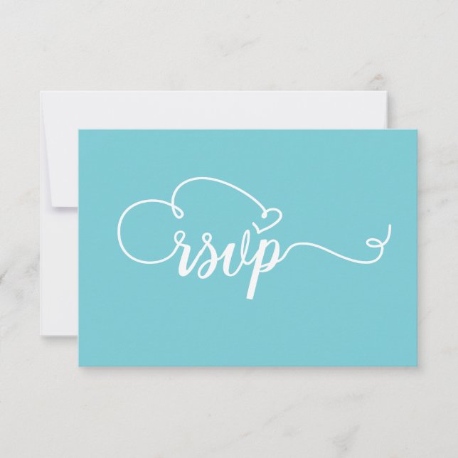 SimpleTeal and white Calligraphy RSVP Wedding (Front)