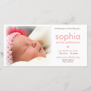 Simplicity Baby Girl Photo Birth Announcement