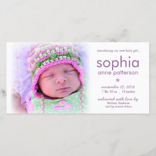 Simplicity Baby Girl Photo Birth Announcement