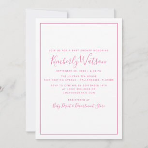 Simplicity Baby Shower Invite   Pink