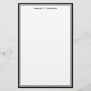 Simplicity Black White Personalised Stationery