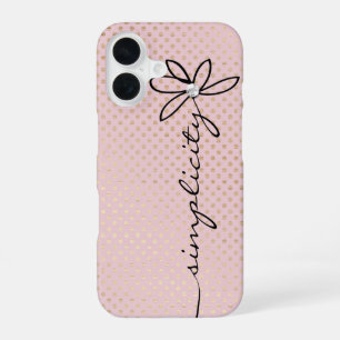 Simplicity Daisy Text Shimmering Gold Dots iPhone 16 Case