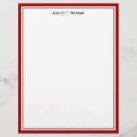 Simplicity Deep Red White Personalised Letterhead