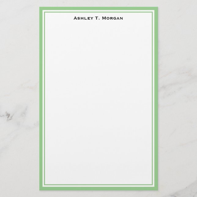 Simplicity DIY Frame White Personalised Green Stationery (Front)