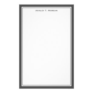 Simplicity Dk Gray / White Personalized Stationery