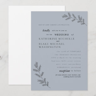 Simplicity Dusty Blue Parents Website Wedding  Invitation