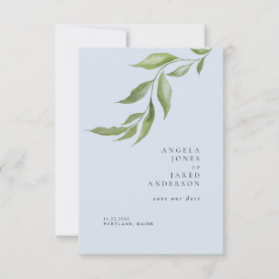 Simplicity Foliage Dusty Blue Wedding Save The Date