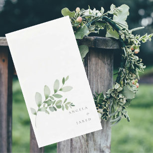 Simplicity & Foliage Wedding Couple Names  Napkin