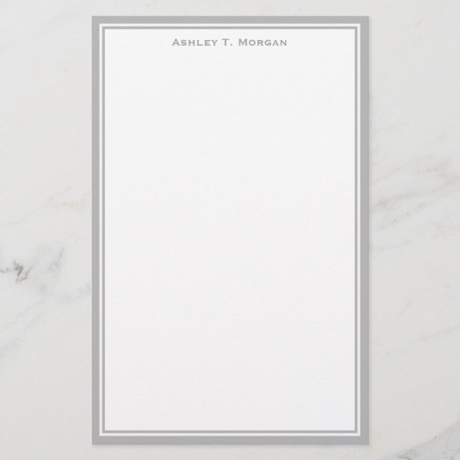 Simplicity Grey / White Personalised Stationery (Front)
