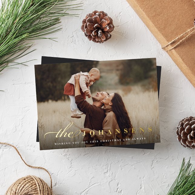 Simplicity | Horizontal Photo Christmas Foil Holiday Card (Creator Uploaded)