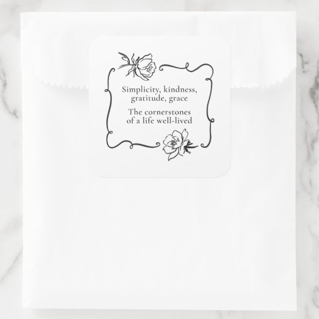 Simplicity, Kindness, Gratitude, Grace Square Sticker (Bag)