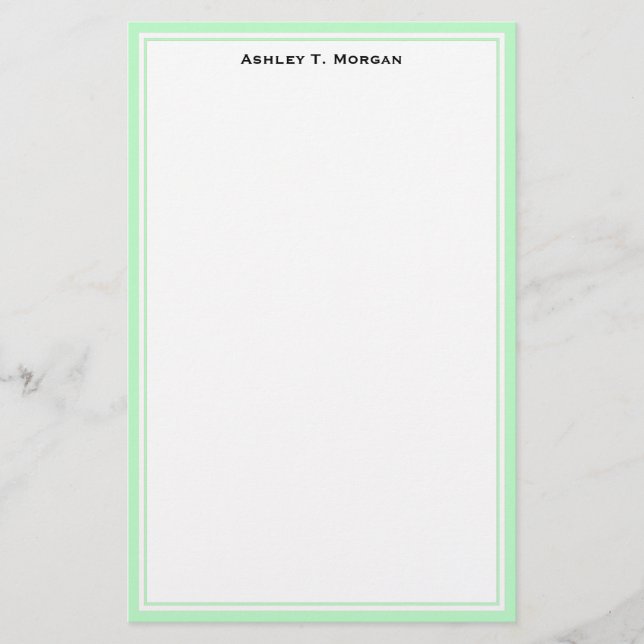 Simplicity Mint White Personalised Stationery (Front)