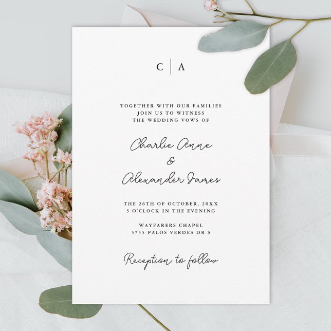 Simplicity | Monogram Minimalist Wedding Invitation (Creator Uploaded)