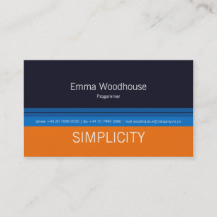 Simplicity Navy Blue & Orange Business Card