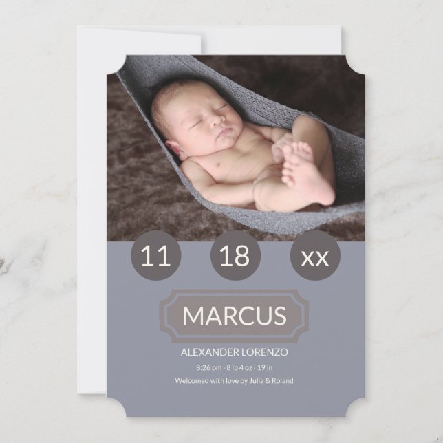 Simplicity Photo Birth Announcement (Front)