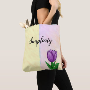 Simplicity Purple Tulip Two Tone Watercolor Tote Bag
