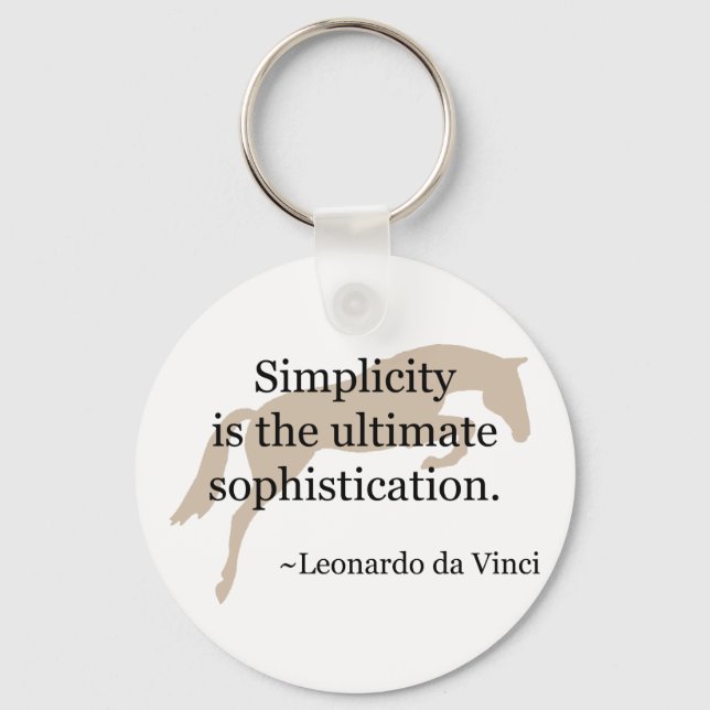 Simplicity Quote With Jumper Horse Key Ring (Front)