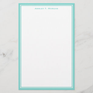 Simplicity Turquoise White Personalised Stationery