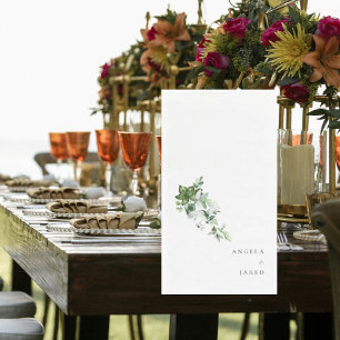 Simplicity & Watercolor Ivy Wedding Couple Names Napkin