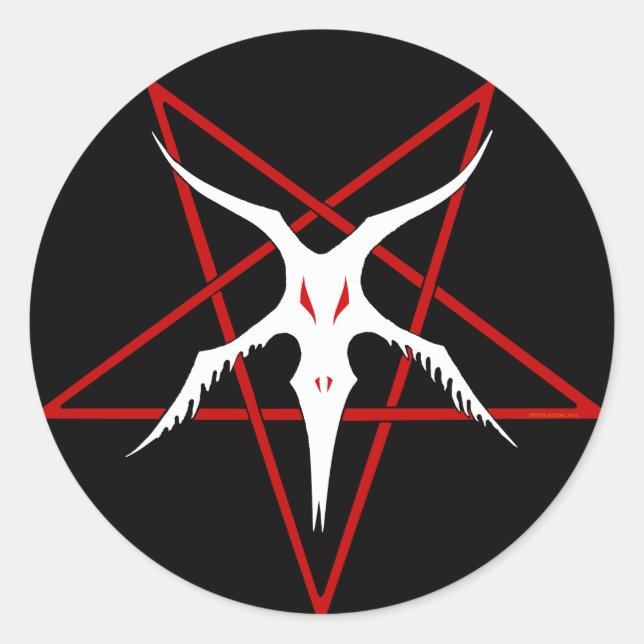 Simplified Baphomet Pentagram - Black Classic Round Sticker (Front)