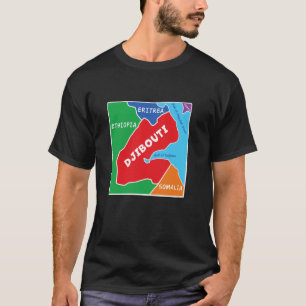 simplified Coloured Map of Djibouti, Neighbouring  T-Shirt