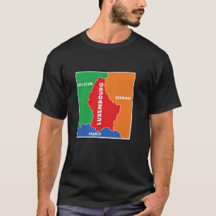 simplified Coloured Map of Luxembourg, Neighbourin T-Shirt